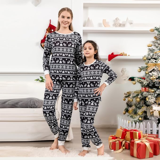 Schbbbta Family Matching Pajamas Holiday Sleepwear Long Sleeve Pjs Sets