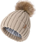 FURTALK Kids Winter Hat Toddler Knitted Beanie with Faux Fur Pom Poms for Baby Girls Boys