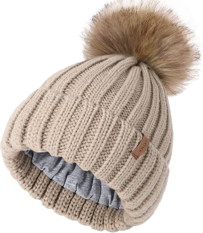 FURTALK Kids Winter Hat Toddler Knitted Beanie with Faux Fur Pom Poms for Baby Girls Boys