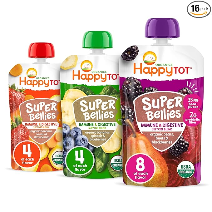 Happy Tot Organics Super Bellies Variety Pack, 4 Ounce(Pack of 16)