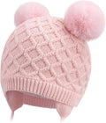 Labeol Baby Hats,Soft Warm Winter Knit Baby Beanie Hat with Earflap,Cute Pom-pom Ears Fall Winter Caps for Toddler Girls Boys