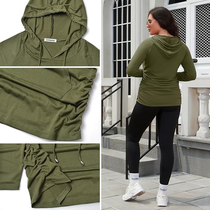GINKANA Maternity Hoodie Long Sleeves Shirts Casual Maternity Top Pregnancy Sweatshirt Casual Clothes