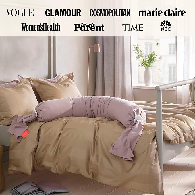 bbhugme Adjustable Pregnancy Pillow – Full Body Support for Side Sleeping - Adjustable Firmness and Shape - Supports Back, Legs, Belly, HIPS for Pregnant Women - Removable Cover - Dusty Pink