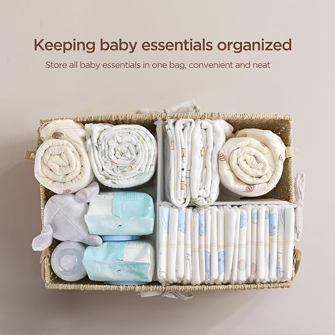 HBlife Diaper Caddy Organizer, Hand-Woven Storage Basket for Diapers & Baby Essentials - Elegant Curved Design, Ideal Gift for Baby Shower & Registry Must-Have