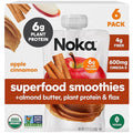 Noka Superfood Fruit Smoothie Pouches, Organic Applesauce Pouches with Apple, Cinnamon & Almond Butter, Healthy Snacks with Organic Fruits, Plant Protein, Fiber & Flax Seed, 4.22 oz (Pack of 6)