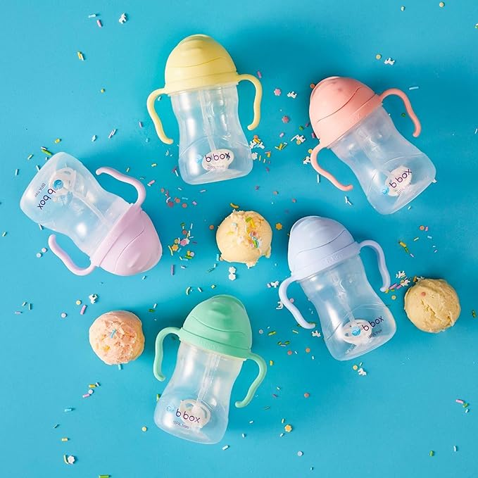 b.box Sippy Cup with Weighted Straw. Drink from any Angle, Leak Proof, Spill Proof, Easy Grip. BPA Free, Dishwasher Safe. For Babies 6m+ to Toddlers (Lemon, 8oz)