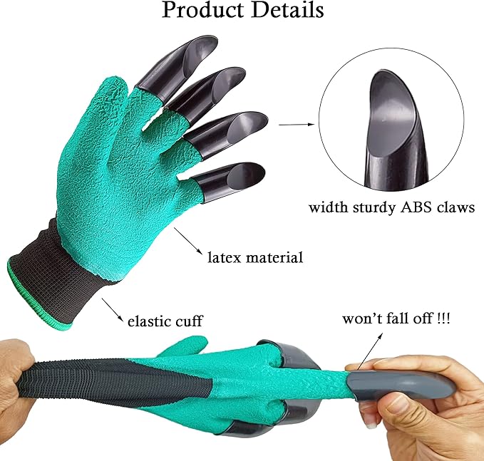 DCCPAA Garden Gloves with Claws,Claw Gardening Gloves for Digging,Planting, Weeding, Seeding-Waterproof for Men and Women