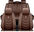 Leather Car Seat Covers Fit for LR LR4 2009-2016, 5 Seater Waterproof and Wear-Resistant Seat Cover Interior Accessories(Full Set,Coffee)