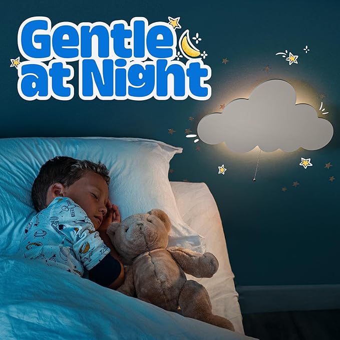 Tip perk Floating Cloud Wall Lamp for Baby Nursery | Cute Floating Cloud Lamp for Kids Bedroom | Battery-Operated Hanging Night Lights for Bedroom