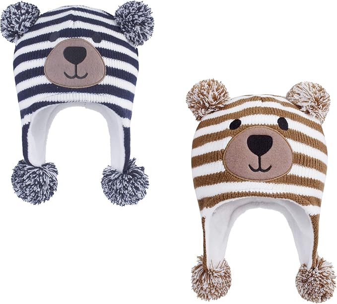 LANGZHEN Toddler Kids Infant Winter Hat,Earflap Knit Warm Cap Fleece Lined Beanie for Baby Boys Girls