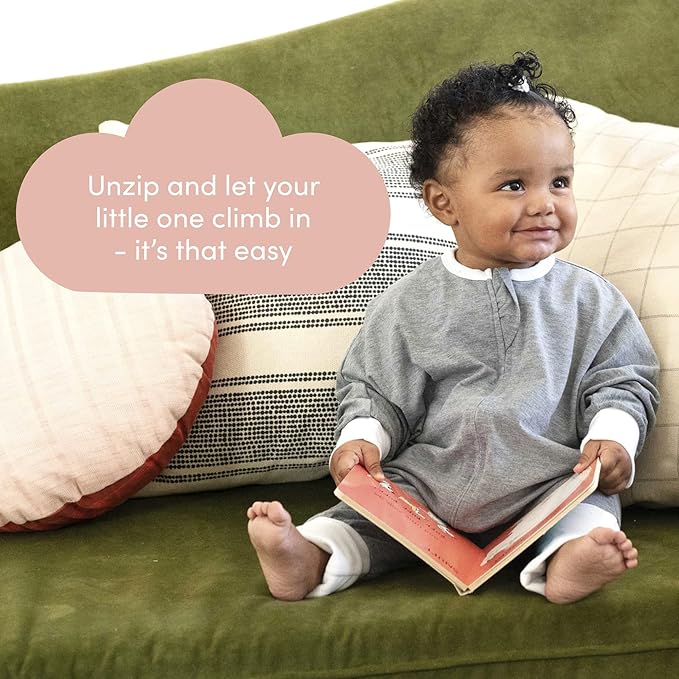 SleepingBaby Flying Squirrel Toddler Pajamas with Practical Zipper for Quick Diaper Changes and Travel Comfort - Heather Grey - 12-24 Months