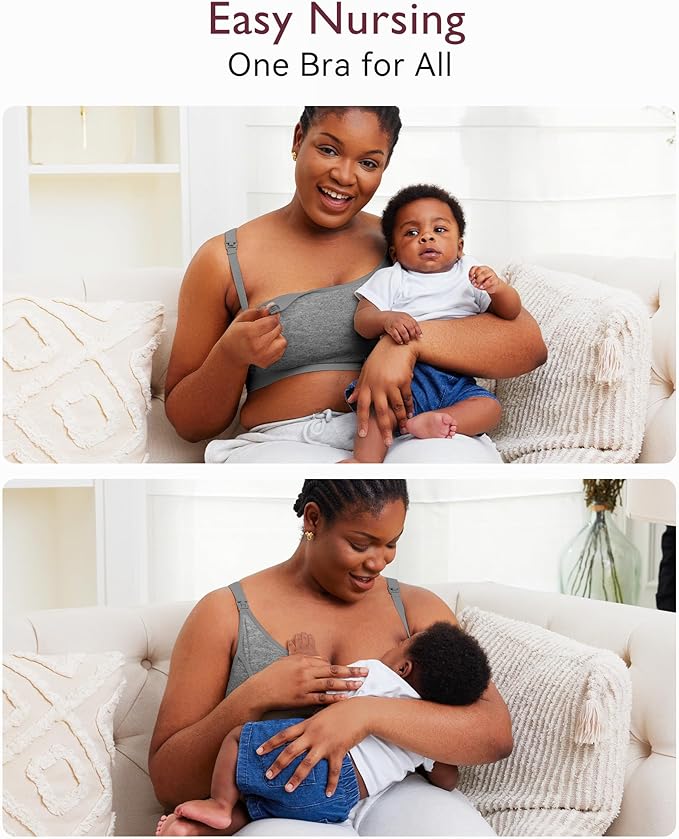 Momcozy Pumping Bra, Pumping Bra Hands Free All Day Wear Pumping & Nursing Bra in One Holding Breast Pump for Spectra, Medela