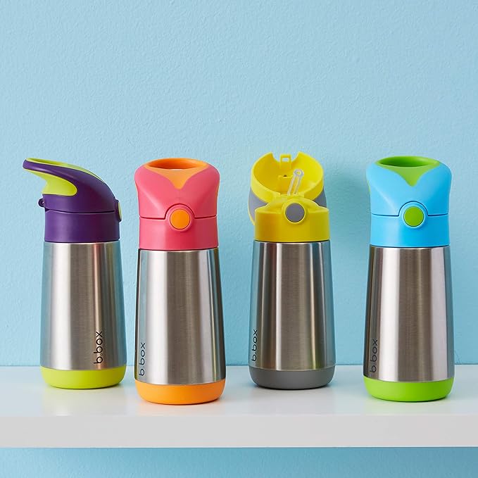 b.box 12 oz Insulated Water Bottle - Keeps Drinks Cold 8 Hours, Warm 6 Hours, Triple Wall Stainless Steel Kids Water Bottle w/Free Flow Silicone Straw, Leakproof & Dishwasher Safe