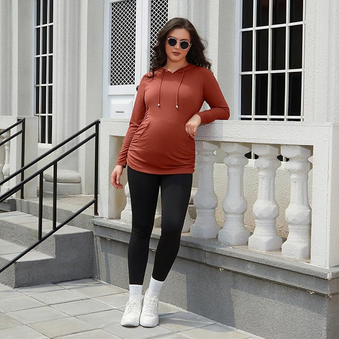GINKANA Maternity Hoodie Long Sleeves Shirts Casual Maternity Top Pregnancy Sweatshirt Casual Clothes