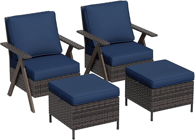 Outdoor Patio Wicker Chair Set of 2, Bistro Chair Set Patio Conversation Sets for Garden Lawn & Poolside