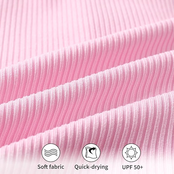 YOUNGER TREE Infant Baby Girls Swimsuit Long Sleeve Swimsuits One Piece Swimsuit Solid Color Bathing Suit with Hat, UPF 50+