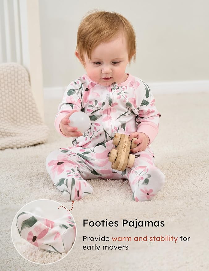 Yoofoss Baby Pajamas 100% Cotton Baby Sleepers for Newborn 0-3 3-6 6-9 Months Boys Girl Clothes 3pcs Footed PJs