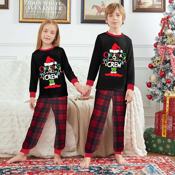 Awoscut Christmas Family Matching Pajamas Christmas Pjs Holiday Nightwear Sleepwear Sets Long Sleeve Pjs