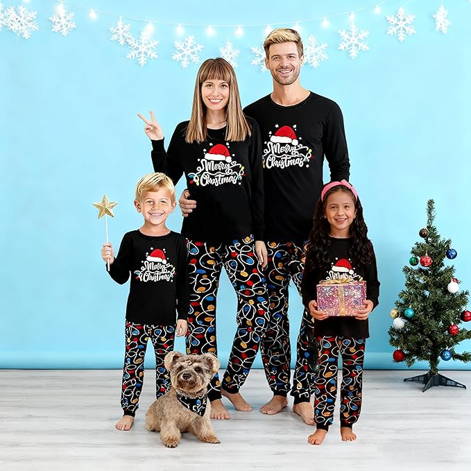 Awoscut Christmas Family Matching Pajamas Christmas Pjs Holiday Nightwear Sleepwear Sets Long Sleeve Pjs