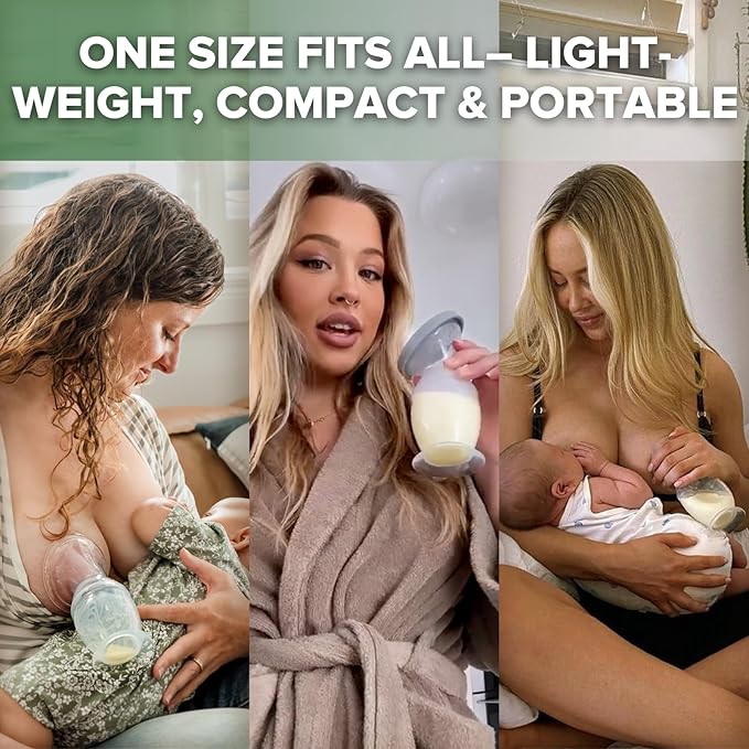 haakaa Manual Breast Pump & Silicone Cap Combo for Nursing Mom (Gray, 5oz. with Base)