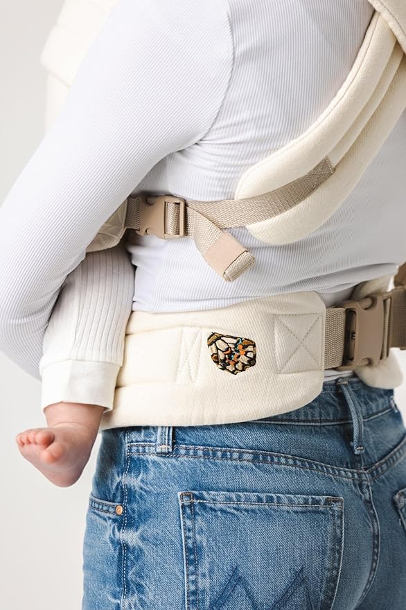 Mabē Monarch Ergonomic Baby Carrier – Premium Cotton Soft Structured Newborn to Toddler Carrier with Hip-Healthy Design, 3 Carry Positions (7-35lbs), Lightweight & Breathable, (Ivory)