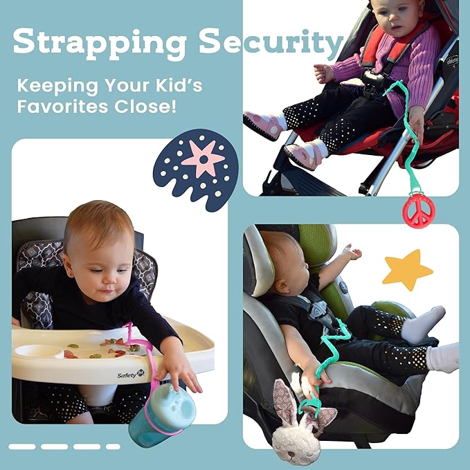 Brilli Baby Cup Catcher Patented Safety Tether Strap, Attach Sippy Cups, Bottles, Pacifiers & More to Stroller, High Chair, Car Seat, Made in USA, Food Grade, Dishwasher Safe (Navy)
