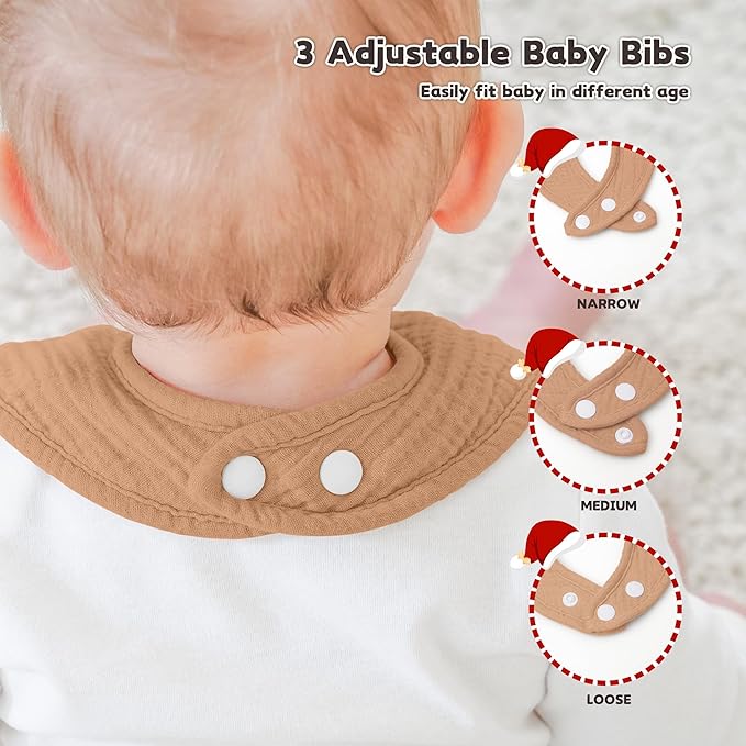 Susurration Muslin Baby Drool Bibs 6Pack Soft Square Adjustable Baby Bandana Bibs for Unisex Girls & Boys