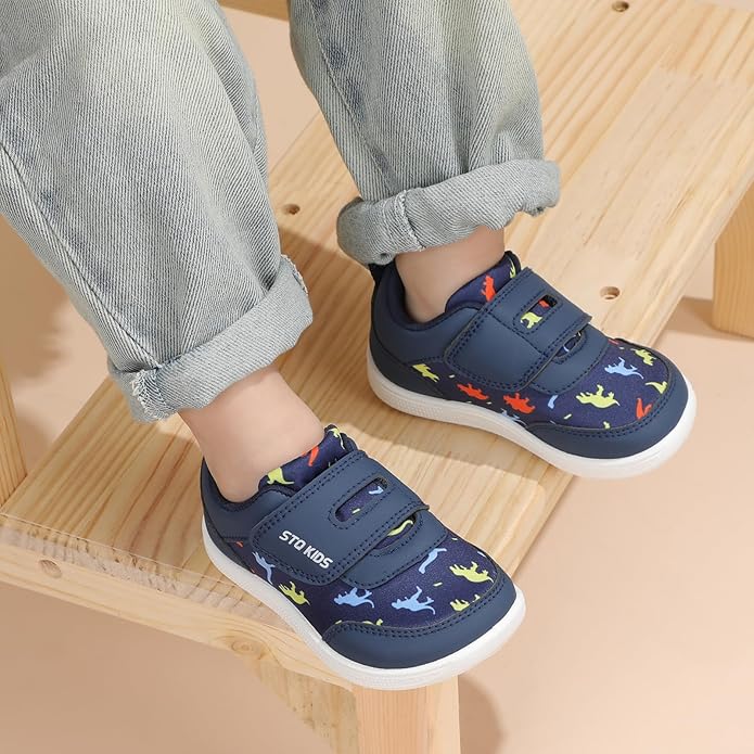 Toddler Wide Toe Box Barefoot Shoes Boys Girls Zero Drop,Baby First Walking Shoes Glitter Little Kids Sneakers Non-Slip Preschool Running Tennis Canvas Casual Preschool Outdoor Activities