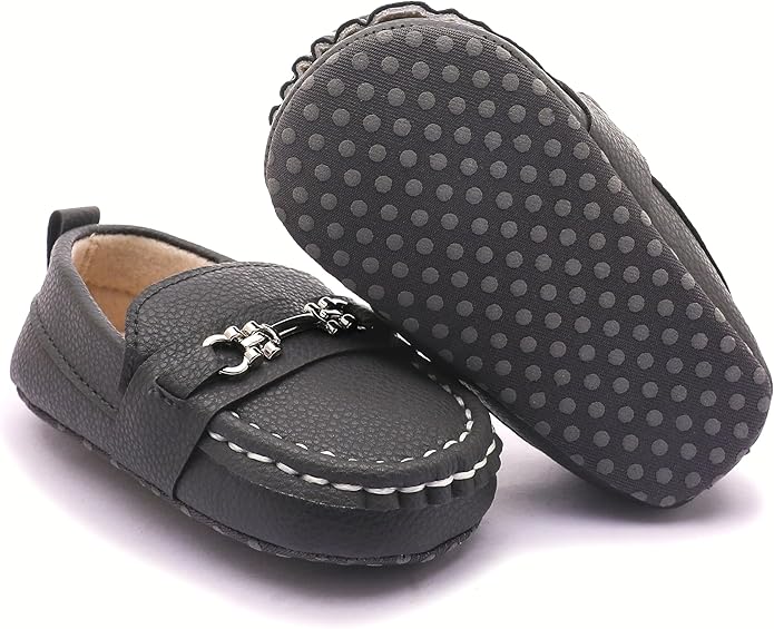 LONSOEN Baby Girls Boys Loafers Prewalker Dress Crib Shoes