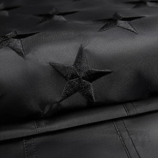 All Black American Flag 3x5 Outdoor Heavy Duty Nylon Flags with Embroidered Stars/Sewn Stripes/Strong Brass Grommets