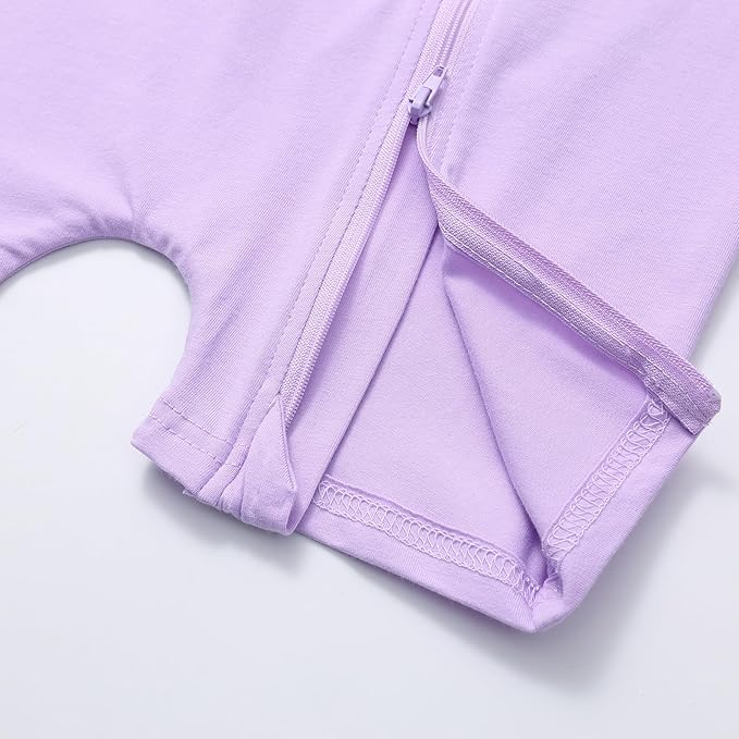 JunNeng 2 Pack Footless Long/Short Sleeve Baby Romper with Zipper Cotton Infant Sleepwear