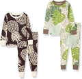 HonestBaby 4 Piece Pajamas Sleepwear Pjs 100% Organic Cotton for Infant Baby and Toddler Boys, Girls, Unisex