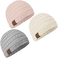 3-Pack Baby Beanies for Boys, Girls - Stretchy Knit Baby Hats, Cute Newborn & Toddler Winter Hat, Soft & Warm Infant Beanie 0-6 Months (Sweet Pea, S)