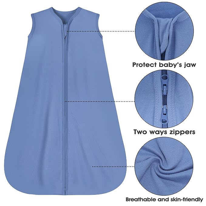 Baby Sleep Sack 12-18 Months 3 Pack Baby Wearable Blanket 100% Rayon Cotton 2-Way Zipper Toddler Sleeping Sack .Comfy Soft Lightweight TOG 0.3 (Bohemia&Checkered&Blue,)