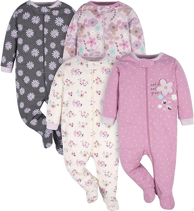 Gerber Baby Girls 4 Pack Sleep 'N Play Footie