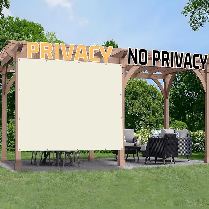 SUNNY GUARD Shade Cloth Custom Size 11x20 FT Sun Shade Screen Fabric Shade Cover Tarp with Grommets for Pergola Backyard Garden, Butter Cream(We Customized)