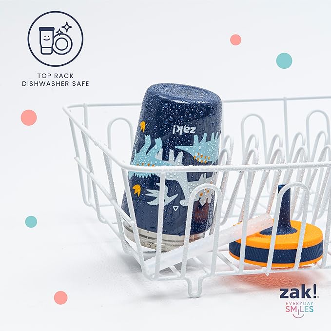 Zak Designs Kelso Toddler Cups For Travel or At Home, 12oz Vacuum Insulated Stainless Steel Sippy Cup With Leak-Proof Design is Perfect For Kids (Spaceships)
