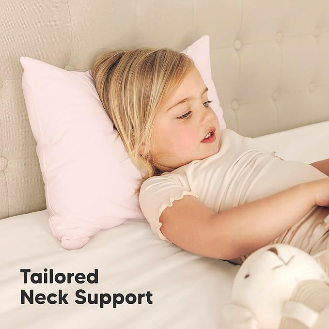KeaBabies 2-Pack Toddler Pillow 14x20 - Soft Organic Cotton Kids Travel Bed Pillows for Sleeping, School, Nap, Machine Washable, Toddlers 2 to 5, Pillowcase Sold Separately (Mist Pink)