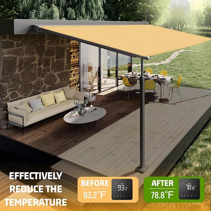 SUNNY GUARD Shade Cloth Custom Size 3x3 FT Sun Shade Screen Fabric Shade Cover Tarp with Grommets for Pergola Backyard Garden, Sand(We Customized)