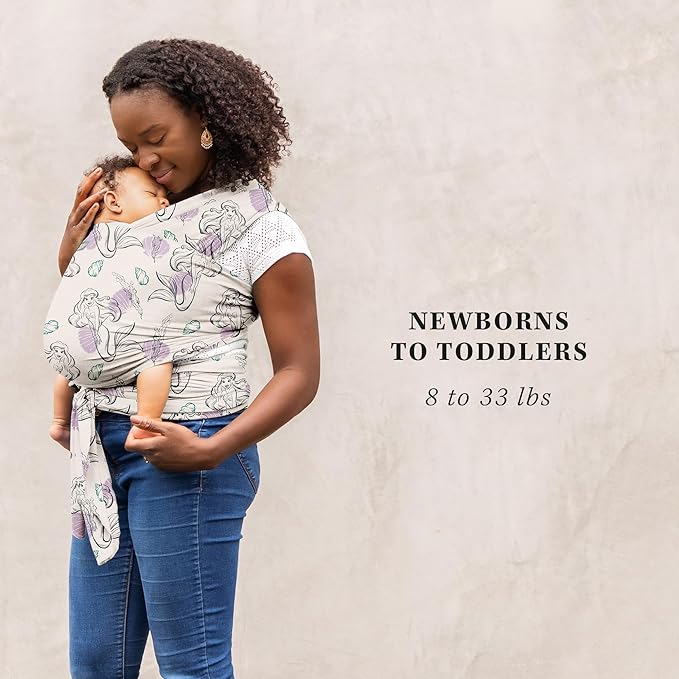 Moby Baby Wrap Carrier Featherknit for Newborns to Toddlers (8-33lbs), Infant Sling Carrier, Lightweight & Hands Free Design, Adjustable for All Body Types (Disney's Ariel in Amethyst)