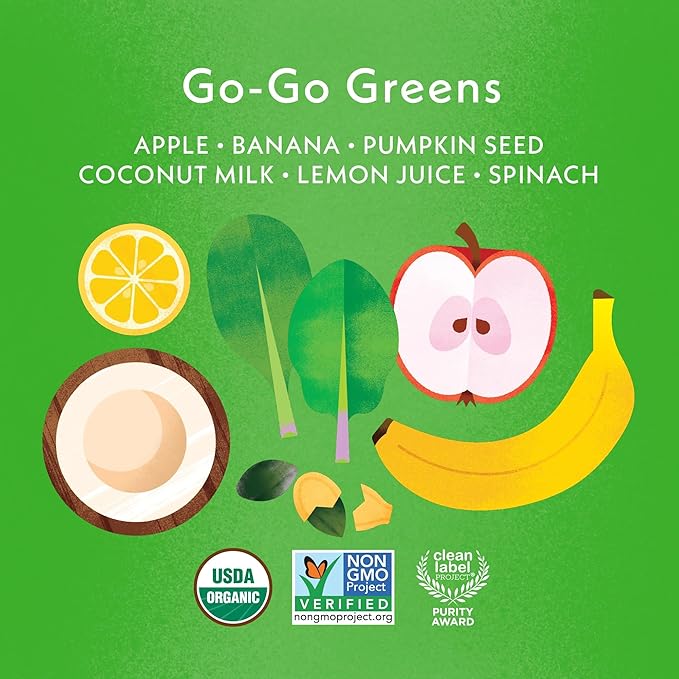 Once Upon a Farm Pouches, Dairy-Free Smoothie Variety Pack, Strawberry, Apple, Banana, Coconut Milk, Mango, Peach, USDA Certified Organic, Non-GMO, Cold-Pressed, No Sugar Added, Variety Pack of 24