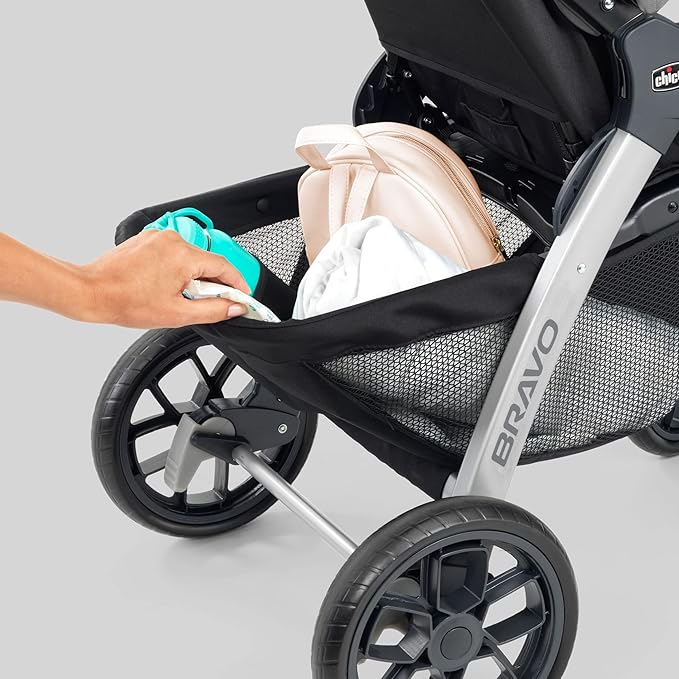 Chicco Bravo 3-in-1 Trio Travel System, Bravo Quick-Fold Stroller with KeyFit 30 Infant Car Seat and Base, Car Seat and Stroller Combo | Brooklyn/Navy