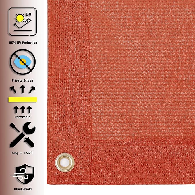 SUNNY GUARD Shade Cloth Custom Size 20x20 FT Sun Shade Screen Fabric Shade Cover Tarp with Grommets for Pergola Backyard Garden, Terra(We Customized)