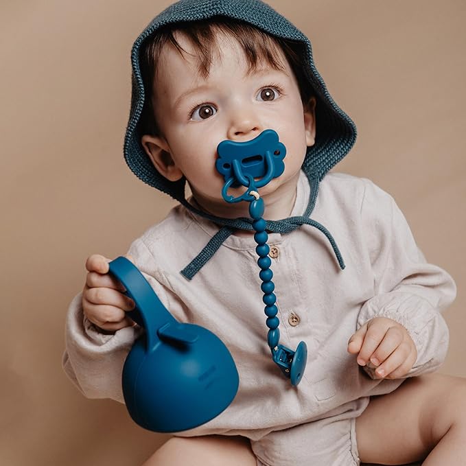 Color Essence SX PRO Silicone Baby Pacifier 1Pk, Made with 100% Soft Silicone, Baby Essentials Perfect for Breastfeeding Babies, Designed in Spain, 6-18 Mths, Deep Ocean