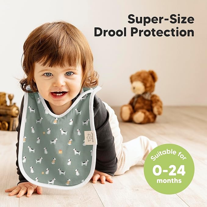 8-Pack Baby Bibs for Boys, Girls - Pullover Bibs for Drooling Teething Baby Girl & Boy Toddler, Newborn, Soft & Absorbent, Cute Colors, Large Torso Coverage Keep Infant Clean & Dry (Pets & Paws)