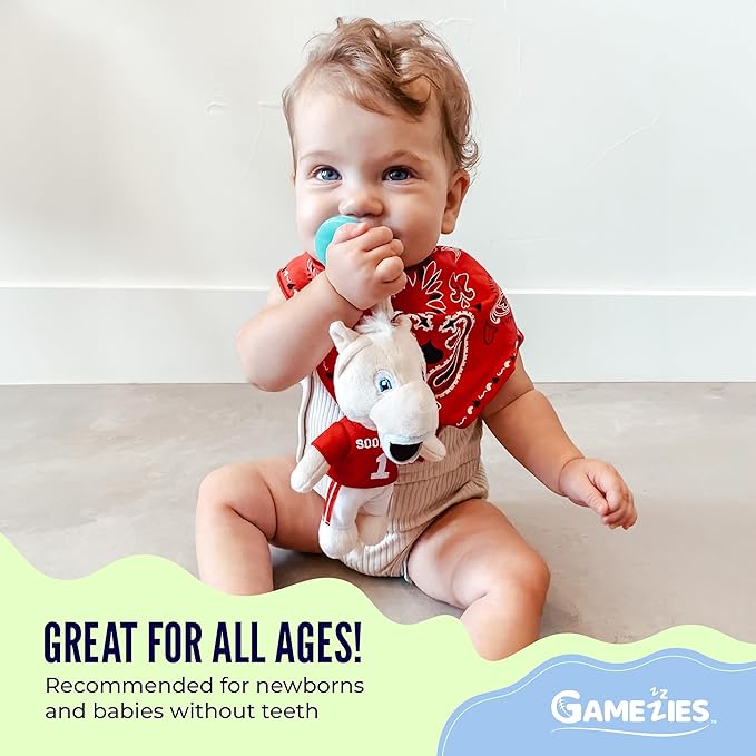 Gamezies Baby Boy and Girl Silicone Guitar Plush Pacifier with Detachable Western Plush Toy Holder, Guita- CPSIA Tested, BPA-Free 0-6 Months