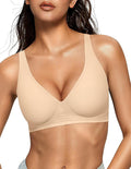 OEAK Womens Deep V Bras Wireless Comfortable Bra Supportive No Underwire Bras Tshirt Push Up Bralettes Plunge Seamless Bra