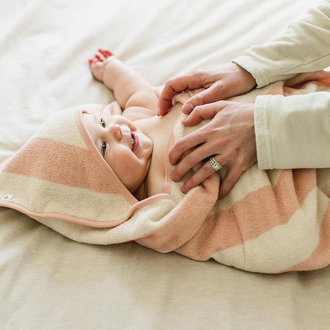 Burt's Bees Baby Hooded Woven Terry Towels Organic Cotton, Unisex Bath Essentials, Soft Nursery Towel for Infants, Toddlers, Kids