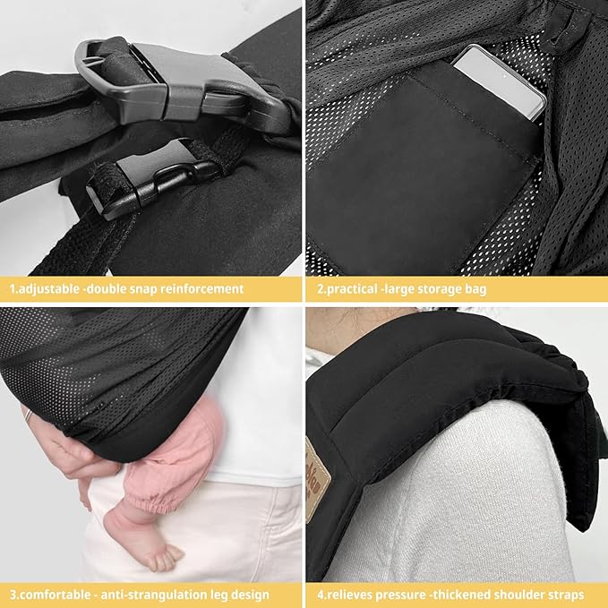 Baby Sling Carrier Newborn, Adjustable Easy Wearing Baby Nursing Warp Sling, New Mom Dad Soft Cotton Baby Front Holder Carrier for Infant Toddler Life Travel Essential Gifts