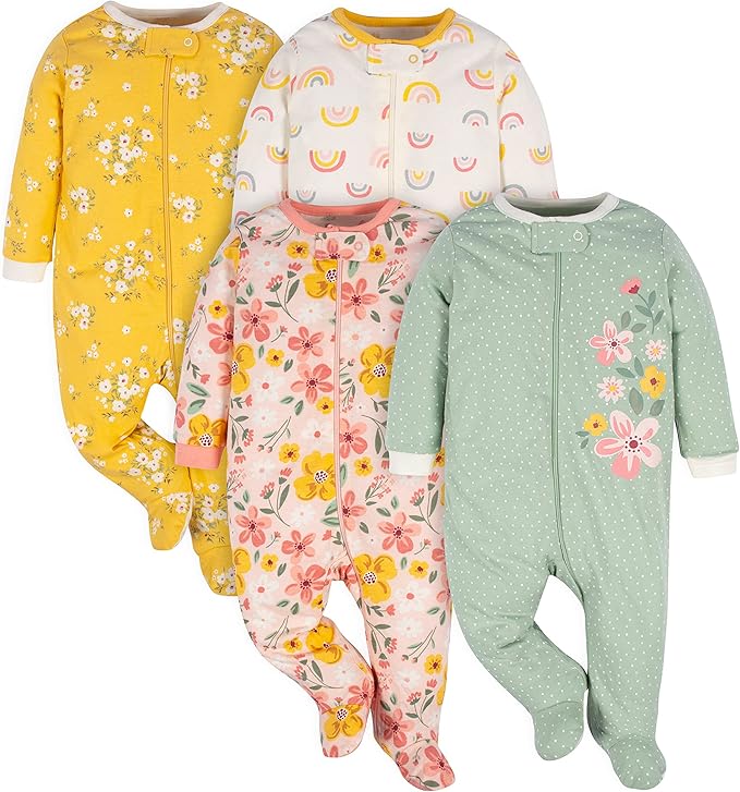 Gerber Baby Girls 4 Pack Sleep 'N Play Footie